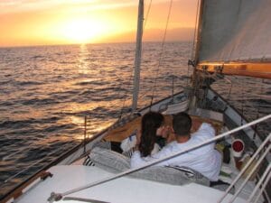 romentic sunset in yacht